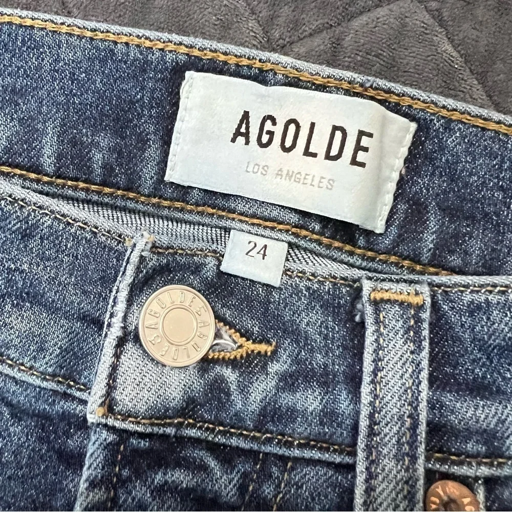 AGOLDE Jeans Women’s 24 Kye Straight Crop Frayed Raw Hem B29